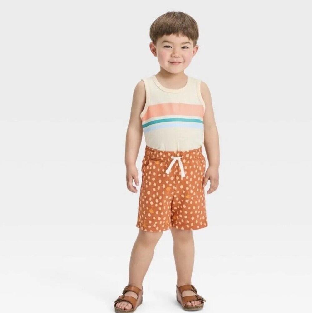 Cat & Jack Pull-on Shorts Orange - Palm Trees Boys 18M NWT